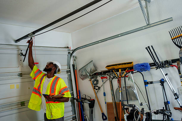 Professional Garage Door Panel Replacement technician working in Mercerville, NJ